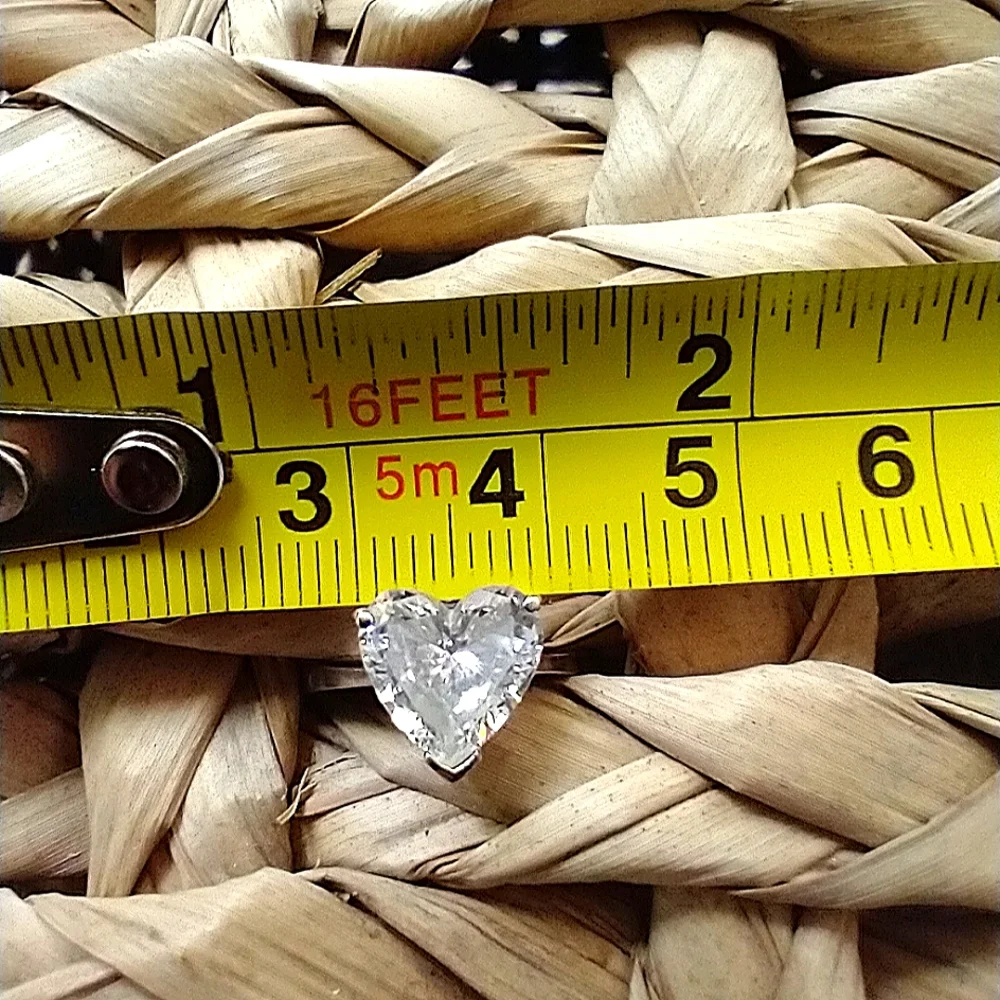 Gold Ring  14k Solid White Gold CZ Heart Shaped Ring - Picture 11 of 15